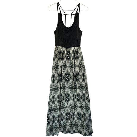 VINTAGE Y2K Studio Y SPARKLE Sheer STRETCHY MAXI Dress SILVER BLACK - Picture 1 of 13